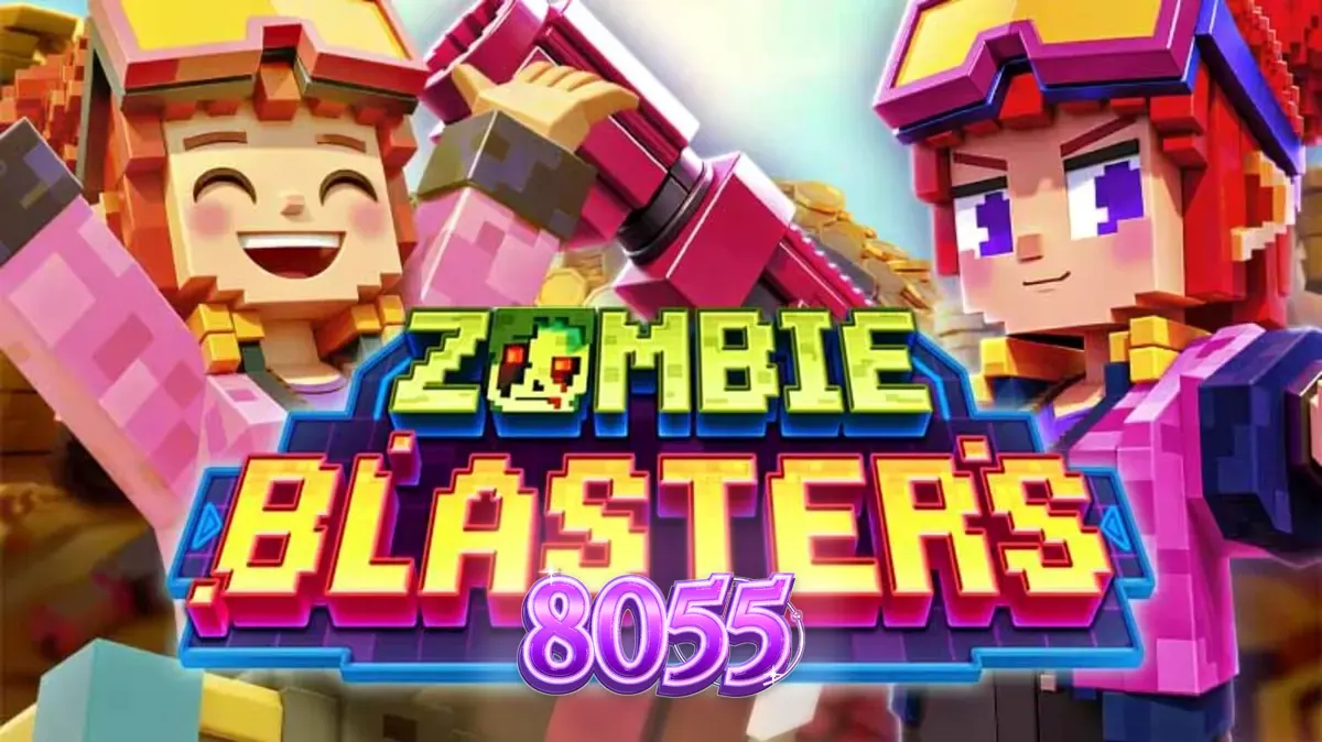 Tampilan antarmuka slot Zombie Blasters dengan elemen arcade retro
